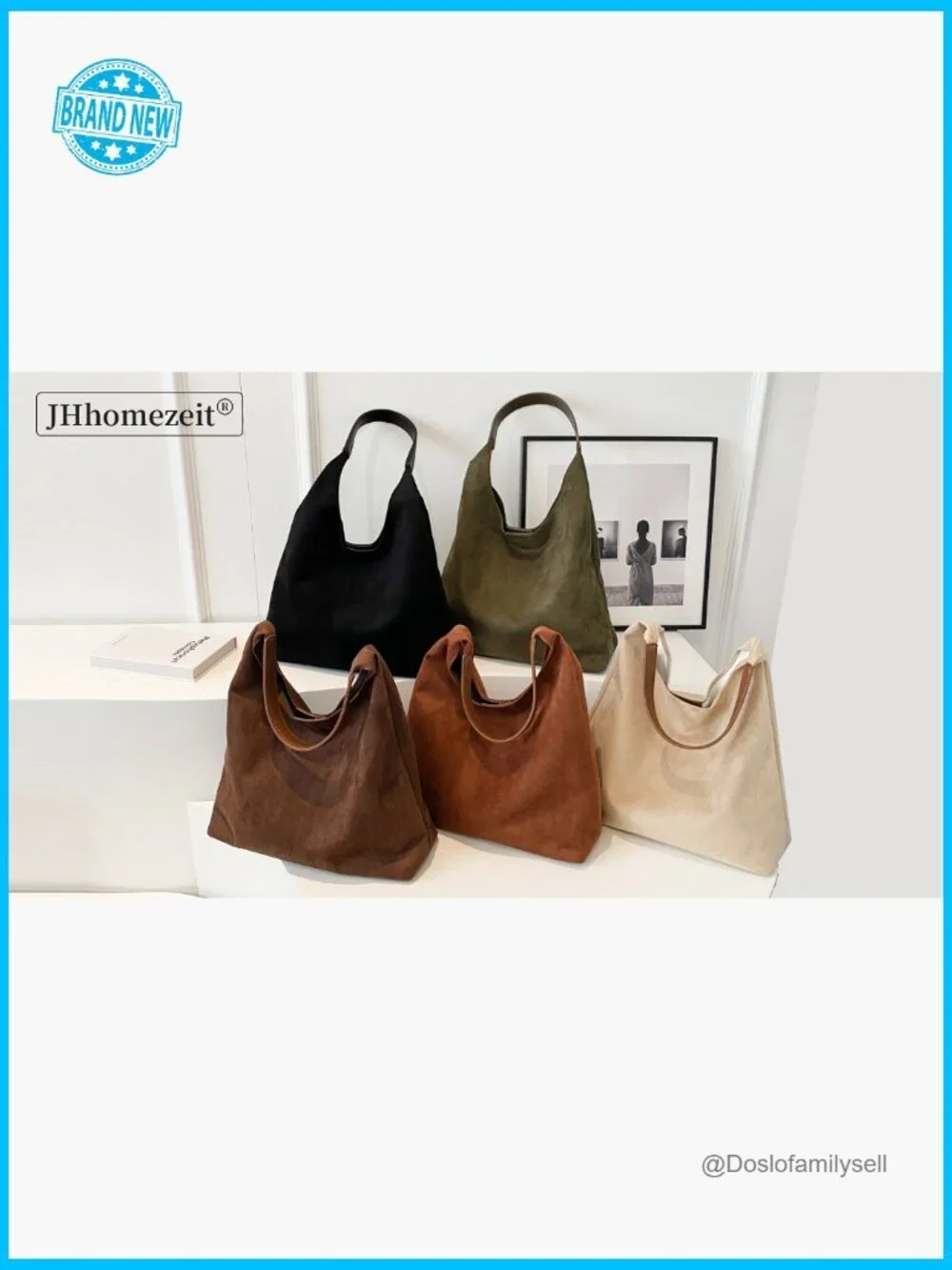 Faux Suede Tote Bag Retro Slouchy Hobo Handbag Shoulder Bag New